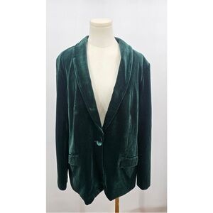International Concepts Pine Green Velvet One Button Blazer NWT